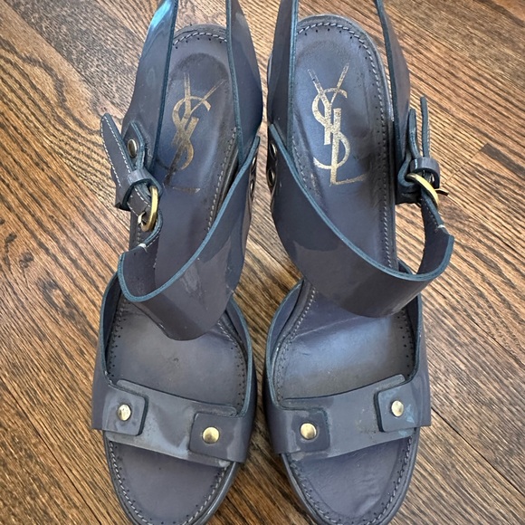 Yves Saint Laurent gray strappy platforms heels. Size 37.5. - Picture 12 of 12